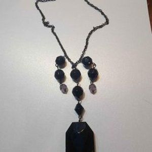 Black Faceted Pendant Necklace